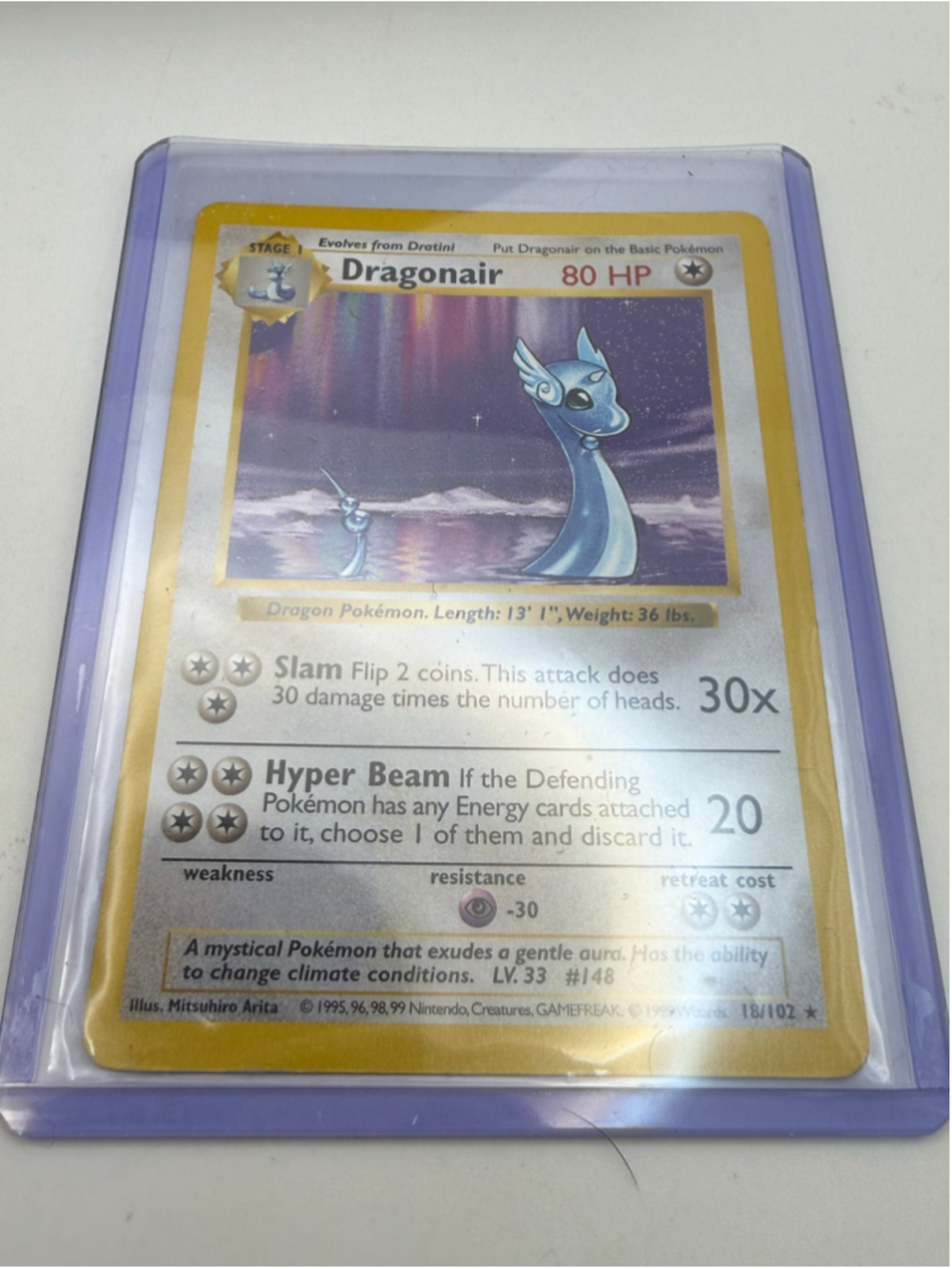 1999 Pokémon Base Set Dragonair #18/102 Rare Unlimited WOTC trading card